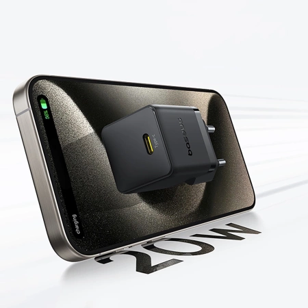 Baseus Palm 1C 20W Wandladegerät (mit Baseus Mini White USB-C 60W (20V/3A) 1m Kabel) - Schwarz