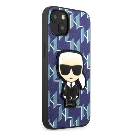 Original Handyhülle IPHONE 13 Karl Lagerfeld Hardcase Monogram Ikonik Patch blau