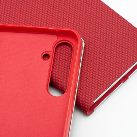 Kabura LUNA Book Carbon do SAMSUNG S25 FE czerwony