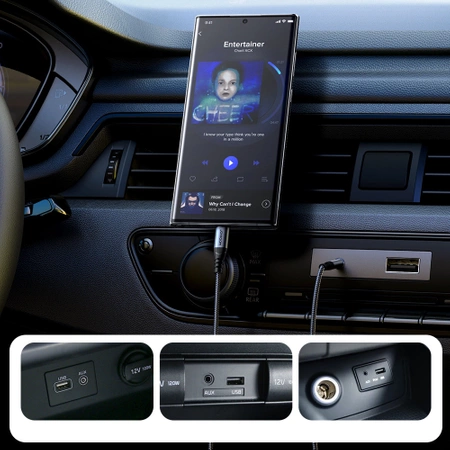 Joyroom kabel audio stereo AUX 3,5 mm mini jack - USB-C do telefonu 1,2m czarny (SY-A07)