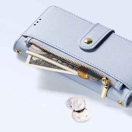 Dux Ducis Lawa Leather Case for Samsung Galaxy S25 with Detachable Magnetic Wallet - Blue