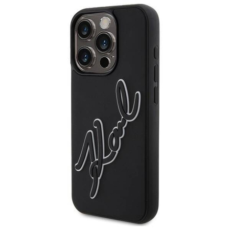 Etui Karl Lagerfeld 3D Rubber Signature na iPhone 15 Pro Max - czarne