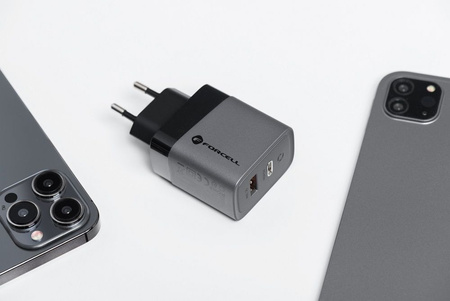 FORCELL F-ENERGY GaN VT-39 ładowarka sieciowa Typ C + USB A PD QC4.0 4A 45W szara