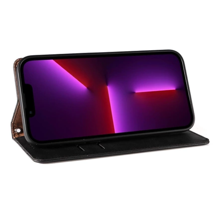 Magnetband-Hülle für iPhone 14 Pro Max Flip Wallet Mini Lanyard Stand Schwarz
