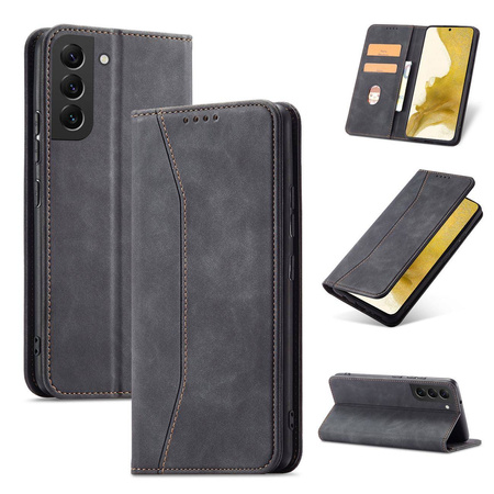 Magnet Fancy Case Case for Samsung Galaxy S22 + (S22 Plus) Pouch Wallet Card Holder Black