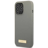 Original Case IPHONE 13 PRO MAX Guess Hard Case Silicone Logo Plate MagSafe (GUHMP13XSPLG) gray