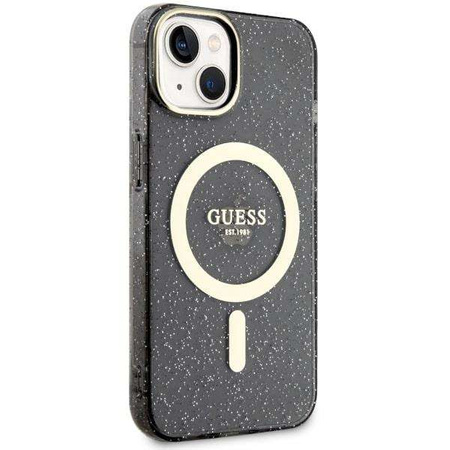 Guess GUHMP14MHCMCGK iPhone 14 Plus 6,7" schwarz/schwarze Hardcase Glitter Gold MagSafe