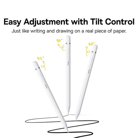 Baseus Smooth Writing 2 Stylus mit aktiver Spitze für iPad + USB-A – Lightning Kabel und austauschbare Spitze – Weiß