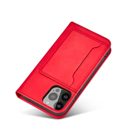 Magnet Card Case case for iPhone 14 Pro flip cover wallet stand red
