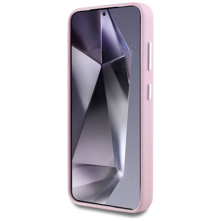 Original Handyhülle SAMSUNG GALAXY S25+ Karl Lagerfeld Saffiano Full Wrapped Elongated Metal Logo MagSafe rosa