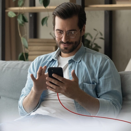 SBS TECABLETISSUETCCR USB-C - USB-C 1.5m 60W Braided Cable - Red