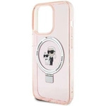 Etui Karl Lagerfeld Ring Stand Karl&Choupettte MagSafe do iPhone 15 Pro - różowe