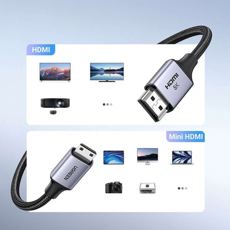 Mini HDMI cable - HDMI Ugreen HD163 8K 2m - gray