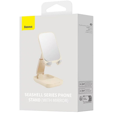 Adjustable phone stand with mirror Baseus Seashell Series - beige