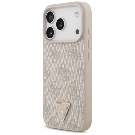Guess Leather 4G Triangle Strass MagSafe Case für iPhone 17 Pro - Pink