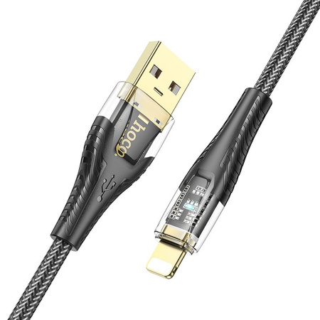 Kabel USB A do Lightning Hoco 2,4A 1,2 m U121 czarny transparentny