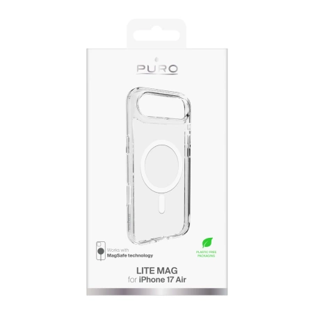 Puro Lite Mag TPU+PC Hülle kompatibel mit MagSafe für iPhone 17 Air - Transparent mit weißem Ring