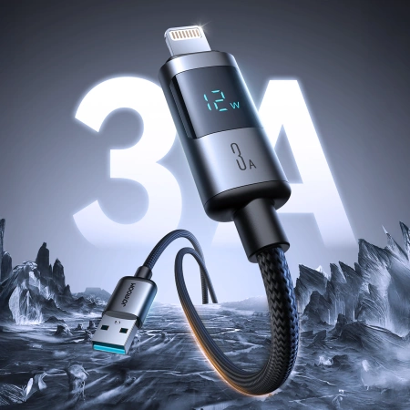 Joyroom S-A16 Pro Prism Series 3A USB-A - Lightning Cable with Display 1.2m - Black