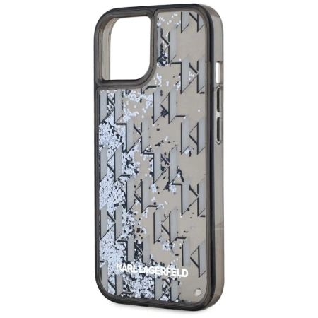 Karl Lagerfeld Liquide Glitter Monogram Gradient iPhone 15 Hülle - Schwarz