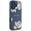 Etui IPHONE 16 Guess Grained Printed Flower Pattern MagSafe niebieskie