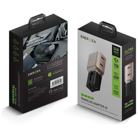 Ładowarka sieciowa Energea TravelGo      Adapter 45 2xUSB-C 45W złoto-czarna