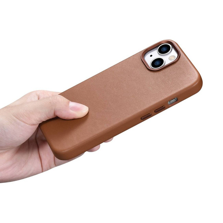 iCarer Case Leather genuine leather case for iPhone 14 Plus braun () (MagSafe compatible)