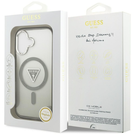 Guess Nakładka Magsafe IML Gradient Case With Print Triangle Logo & Silver Metal Camera Buttons Do iPhone 17 Khaki