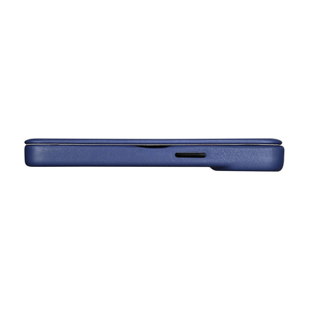 iCarer CE Premium Leather Folio Case skórzane etui iPhone 14 z klapką magnetyczne MagSafe niebieski (WMI14220713-BU)