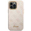 Original Handyhülle IPHONE 14 PRO MAX Guess Hard Case 4G Vintage Gold Logo (GUHCP14XHG4SHP) rosa