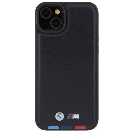 BMW BMHCP15M22PTDK iPhone 15 Plus 6,7&quot; schwarz/schwarzer Lederstempel Tricolor
