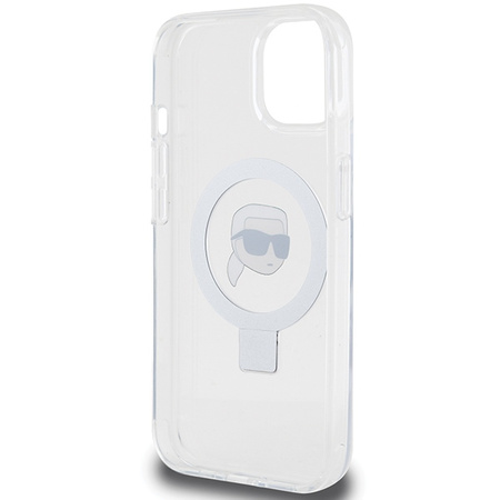 Etui Karl Lagerfeld Ring Stand Karl Head MagSafe do iPhone 15 - białe