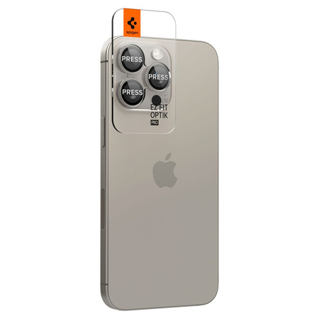 Spigen Optik.tR EZ Fit Camera Protector for iPhone 14 Pro / Pro Max / 15 Pro / Pro Max - natural titanium 2 pcs.