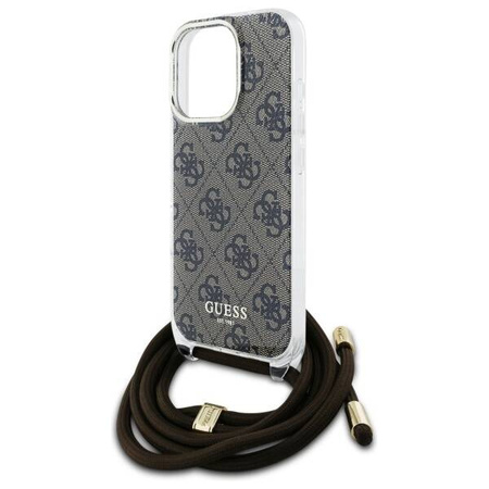Original Case IPHONE 16 PRO Guess Hardcase Crossbody Cord 4G Print (GUHCP16LHC4SEW) brown