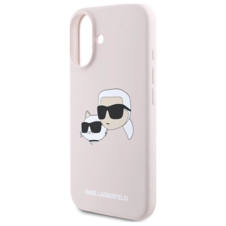 Etui Karl Lagerfeld Silicone nauble Heads Print MagSafe na iPhone 16 - różowe