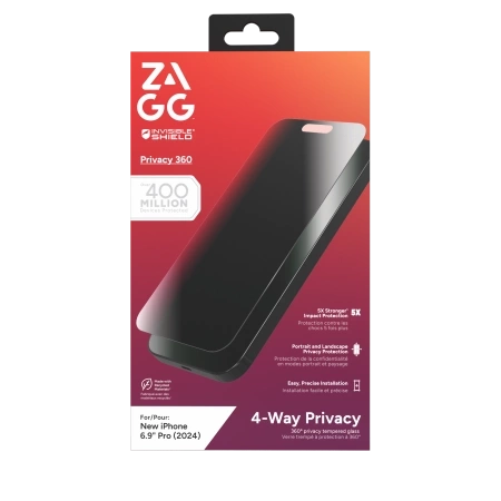 ZAGG InvisibleShield Glass Elite Privacy 360 for iPhone 16 Pro Max