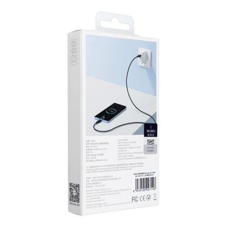 WiWU - Kabel USB serii Platinum Wi-C019 USB A do USB C 3A 1,2m - czarny