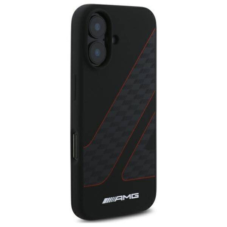 Original Handyhülle IPHONE 16 AMG Hardcase Checkered Flag Pattern MagSafe (AMHMP16S2SCFR) schwarz