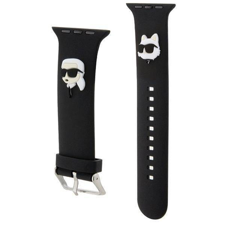 Armband für APPLE WATCH 4 / 5 / 6 / 7 / 8 / SE / ULTRA (42 / 44 / 45 / 49 MM) Karl Lagerfeld Strap 3D Rubber Karl&Choupette Heads (KLAWLSLKCNK) schwarz