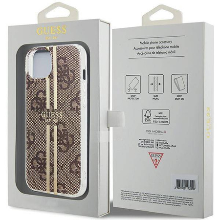 Oryginalne Etui GUESS Hardcase GUHCP15MH4PSEGW do iPhone 15 Plus (4G Gold Stripe / brązowy)
