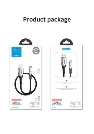 Kabel USB-A - micro USB Joyroom S-M411 3A 2m z wskaźnikiem ładowania - czarny