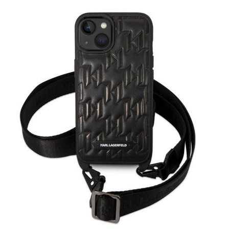 Karl Lagerfeld KLHCP14SSTMMK iPhone 14 6,1" hardcase czarny/black Monogram Plaque Logo Strap