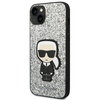 Original Handyhülle IPHONE 14 PLUS Karl Lagerfeld Hardcase Glitter Flakes Ikonik (KLHCP14MGFKPG) silber