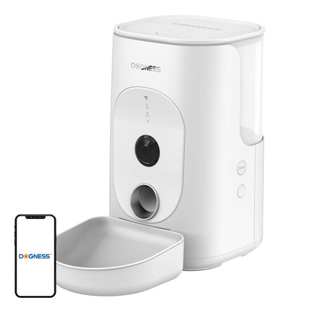 Automatic pet feeder with Camera Dogness F15 4L with melanine bowl (white)