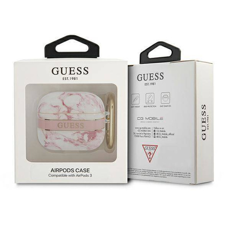Etui APPLE AIRPODS 3 Guess AirPods Marble Strap Collection (GUA3HCHMAP) różowe