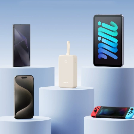 Ugreen PB505 Powerbank 20000 mAh 22,5 W USB-C USB-A integriertes USB-C-Kabel – Weiß