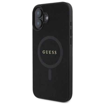 Original Case IPHONE 16 Guess Hardcase Saffiano Classic Logo MagSafe (GUHMP16SPSAHMCK) black