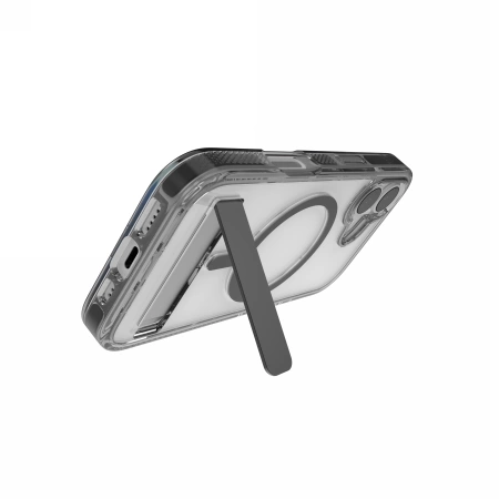 Etui ZAGG Santa Cruz Snap KS MagSafe z podstawką na iPhone 17 - przezroczysto-czarne