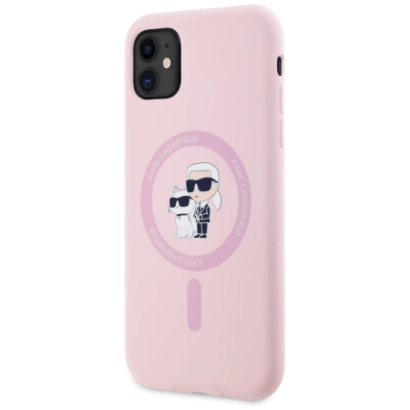 Karl Lagerfeld Silikon Karl&amp;Choupette MagSafe iPhone 11 Hülle - Rosa