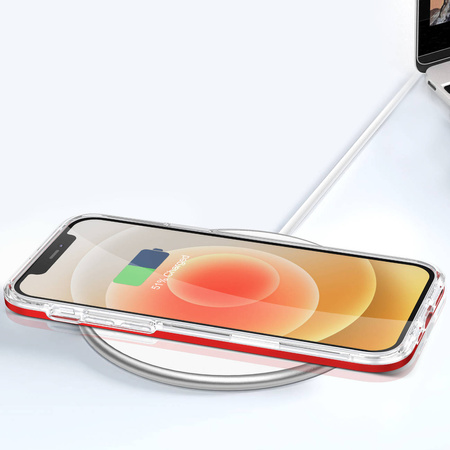 Clear 3in1 etui do iPhone 12 żelowy pokrowiec z ramką czerwony