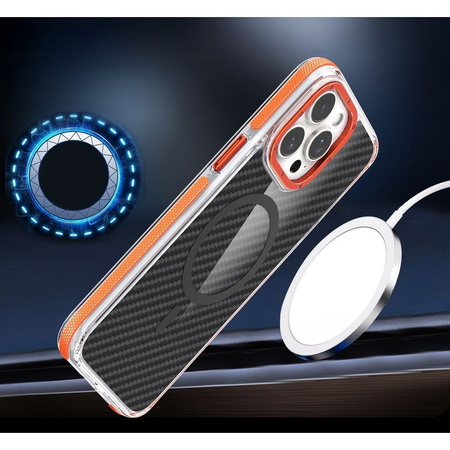 Futerał FIBER kompatybilny z MagSafe do XIAOMI Redmi 14C / POCO C75 4G pomarańczowy